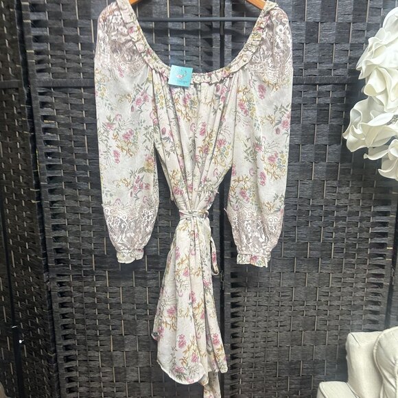 Dress Forum Pink Floral Button Up Midi Dress Size Medium - Picture 1 of 6